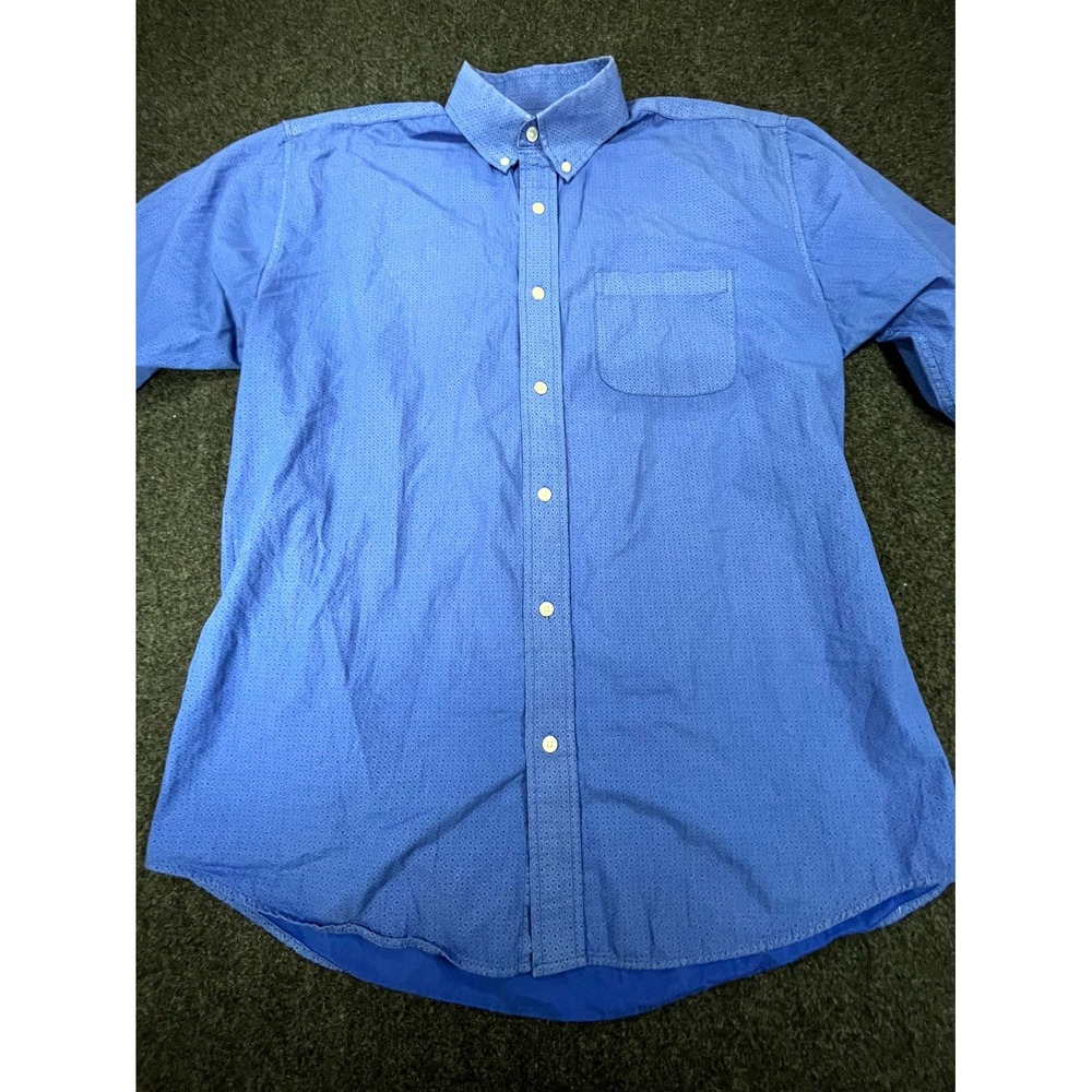 Pintlar Shirt Mens Large Blue Geometric Print‎ Cotton Chest Pocket Button Down